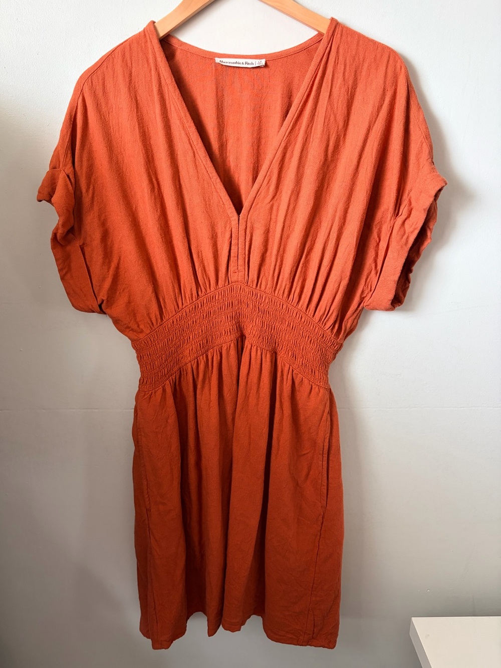 Abercrombie & Fitch Burnt Orange Tunic Mini Dress LT Boho Utility Travel